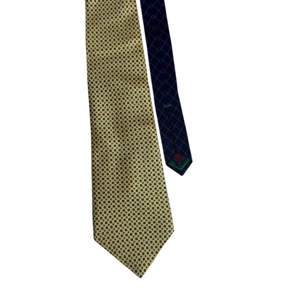 Tommy Hilfiger Mens Silk‎ Tie Quiet Luxury Old Money Formal Blue Gold Preppy